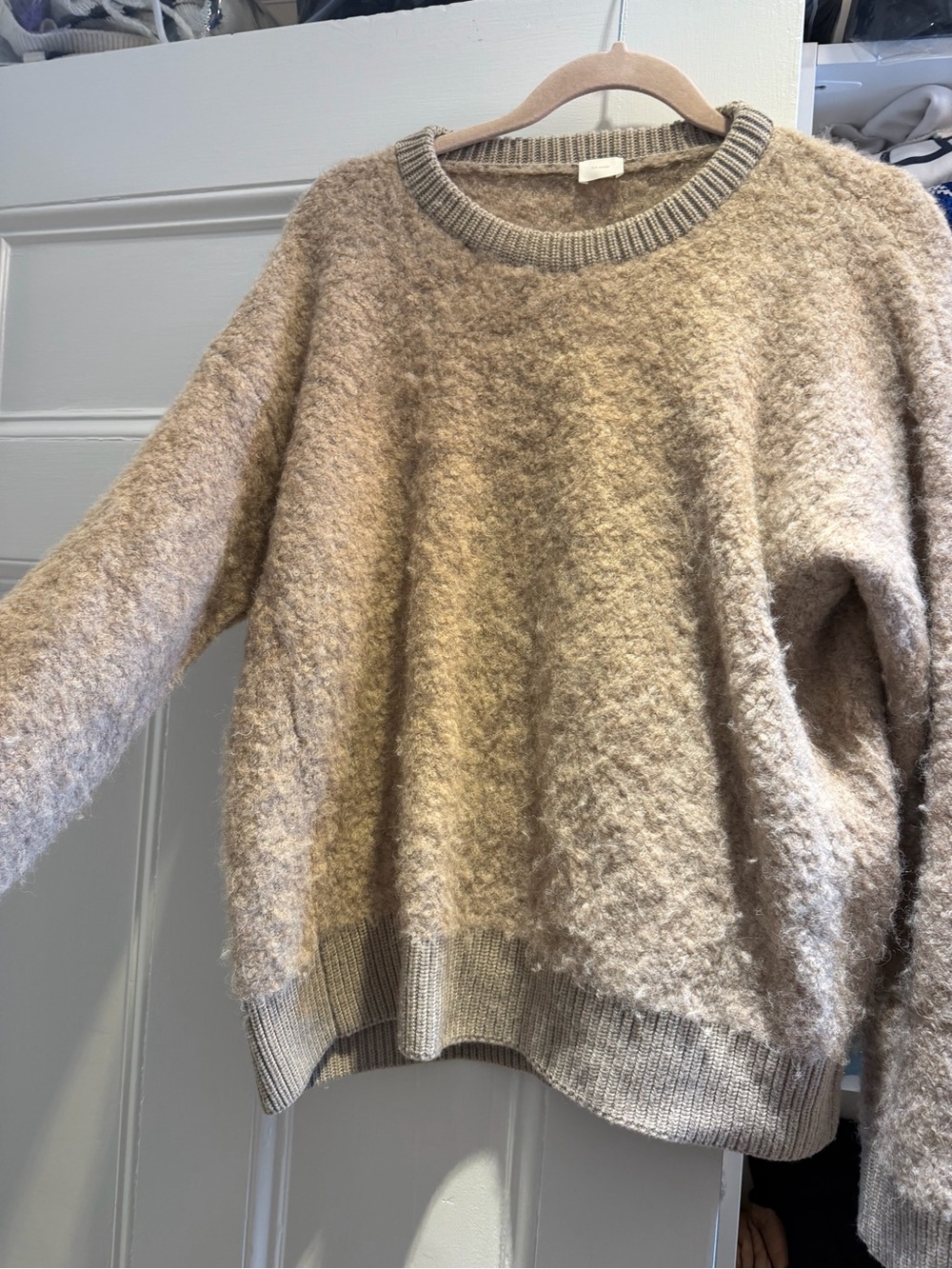 C.T. Plage Women's Plush Crewneck Sweater in Light Beige